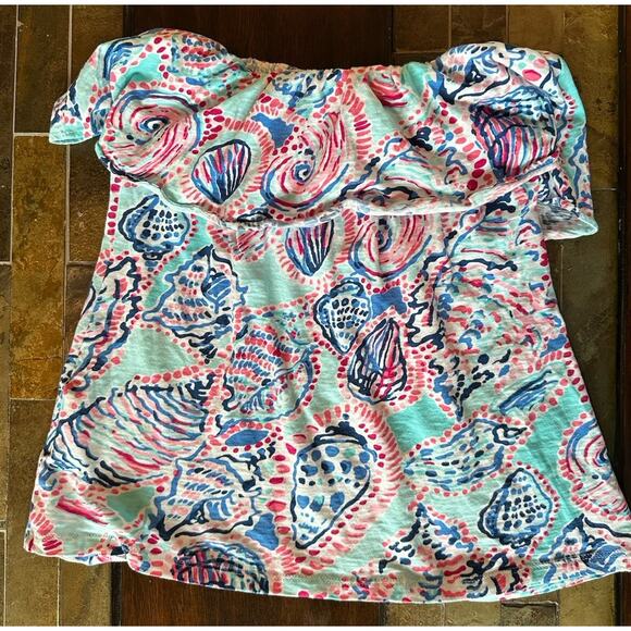 Lilly Pulitzer Shell Me About It Small Top Ruffle Floral Tube Top Women - Picture 2 of 7